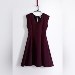 Sleeveless Fit-and-Flare Mini Dress in Burgundy